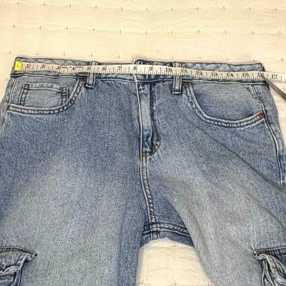 S.O.N.G. Cargo Jeans Women's 11/30 | Light Wash Wide Leg High Rise Utility Denim - Picture 7 of 9